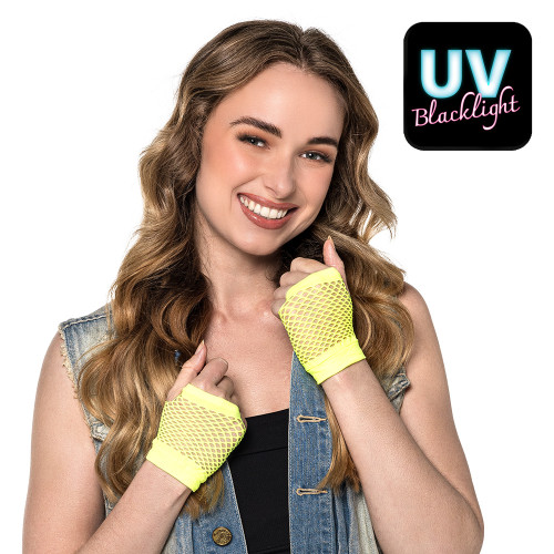 PAIRE GANTS POIGNET MESH JAUNE