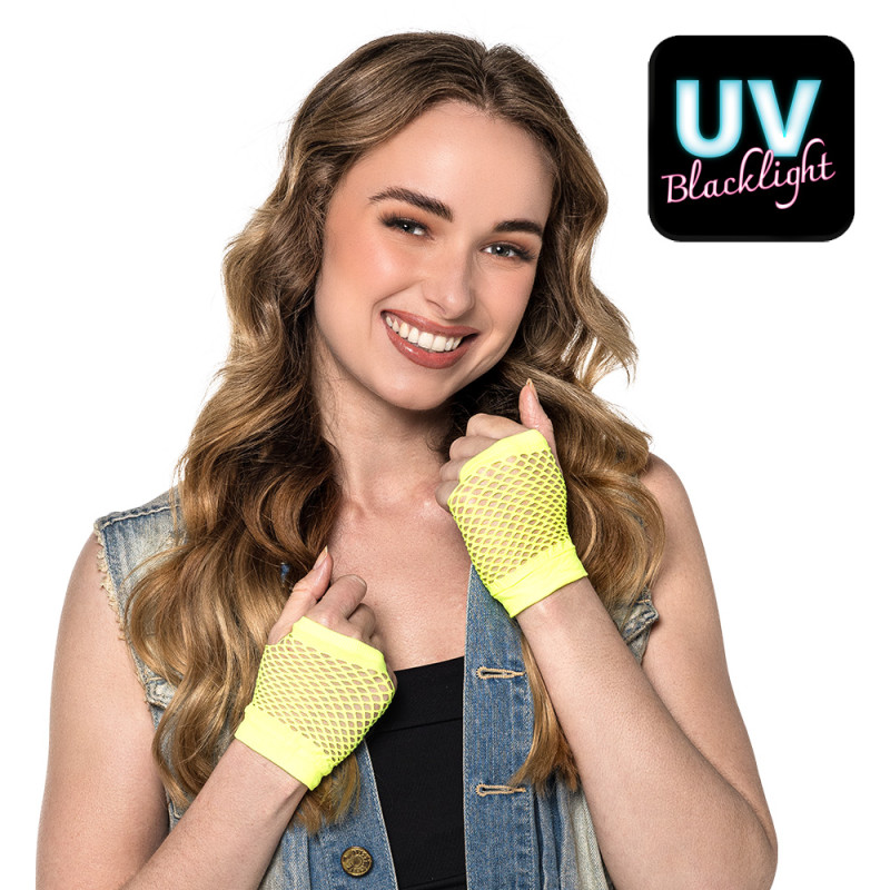 PAIRE GANTS POIGNET MESH JAUNE