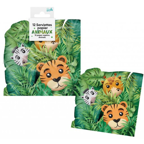 12 SERVIETTES PAPIER ANIMAUX