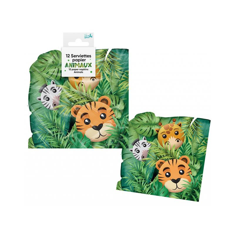 12 SERVIETTES PAPIER ANIMAUX