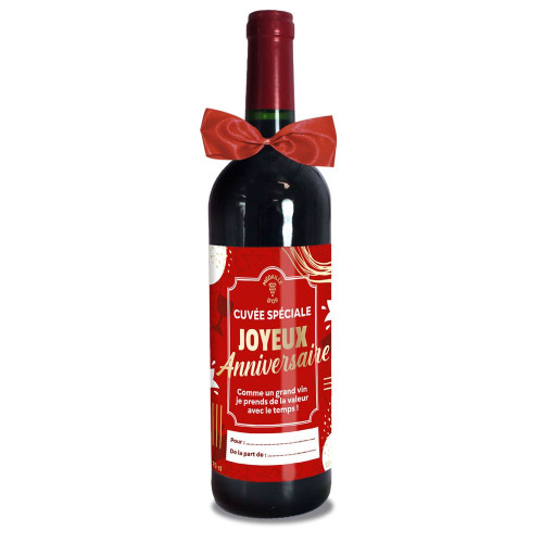 BOUTEILLE VIN ROUGE ANNIVERSAIRE