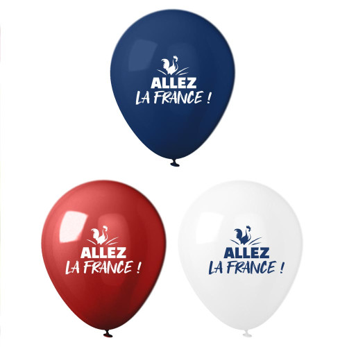 SACHET 8 BALLONS COCORICO ALLEZ LA FRANCE