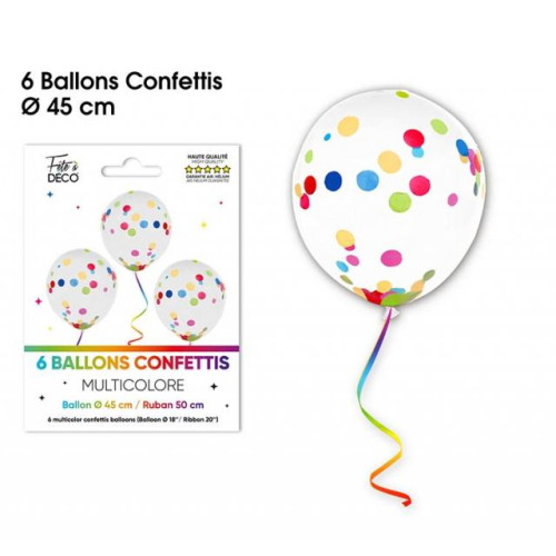6 BALLONS CONFETTIS MULTICOLORE