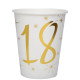 10 GOBELETS AGE 18 ANS OR/BLANC