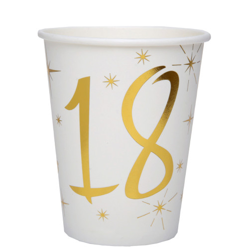 10 GOBELETS AGE 18 ANS OR/BLANC
