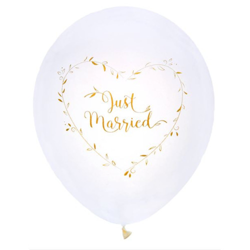 8 BALLONS JUST MARRIED METALLISE