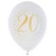 8 BALLONS 20 ANS OR DIAM 23CM