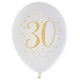 8 BALLONS 30 ANS OR DIAM 23CM
