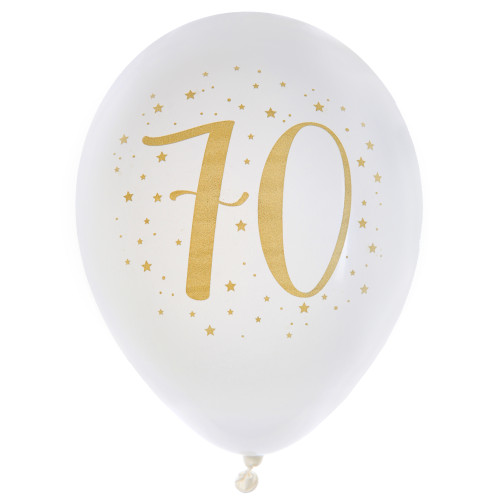 8 BALLONS 70 ANS OR DIAM 23CM