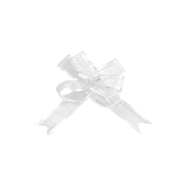 5 MINI NOEUDS ORGANDI BLANC
