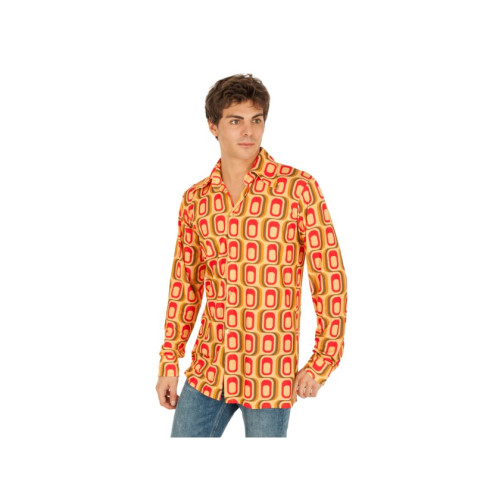CHEMISE DISCO CARRE JAUNE/ROUGE