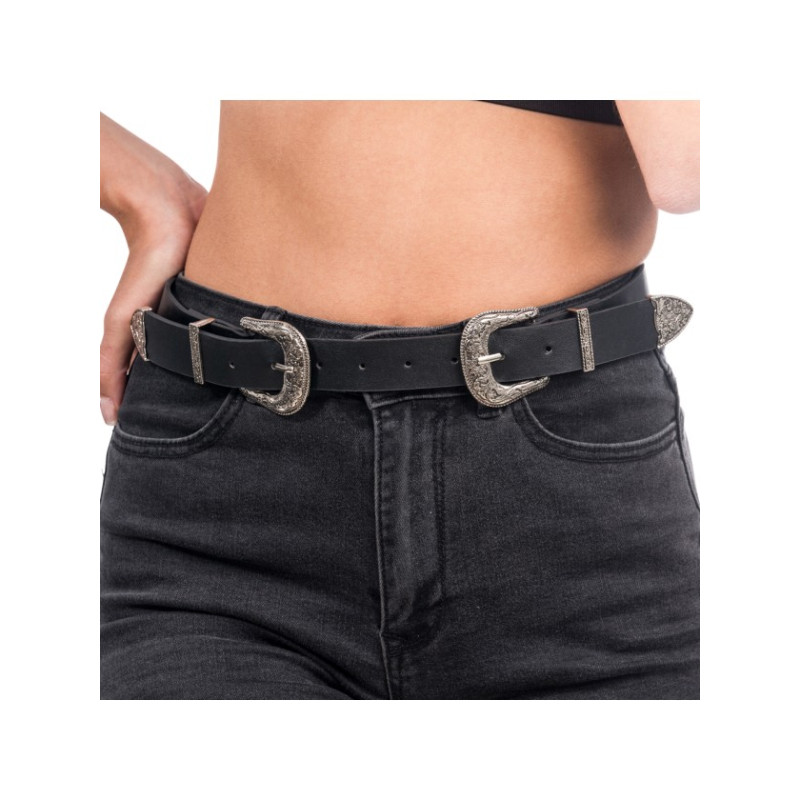 CEINTURE NOIRE DOUBLE BOUCLES
