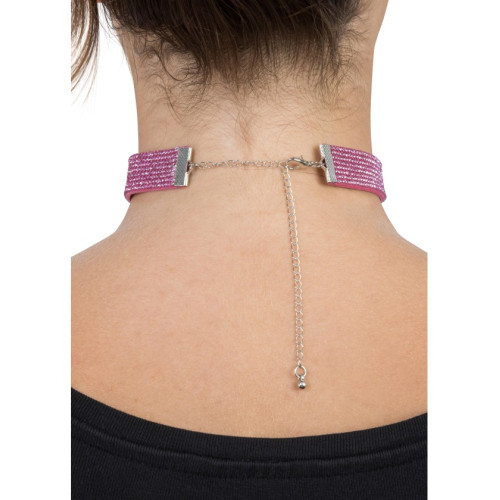 COLLIER RAS DE COU STRASS ROSE
