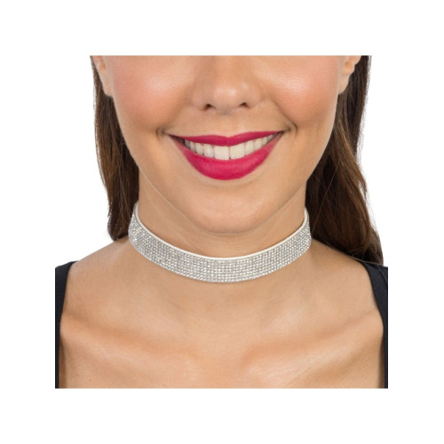 COLLIER RAS DE COU STRASS ARGENT