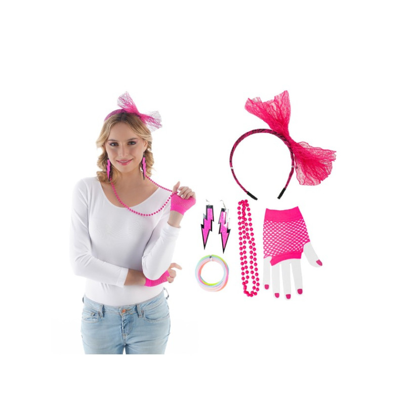 KIT ANNEE 80 ROSE FLUO5 PIECES