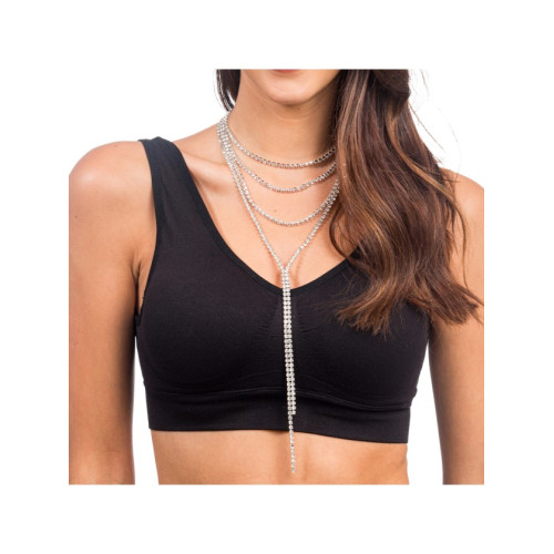 COLLIER 4 RANGS STRASS ARGENT