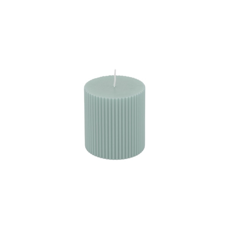 BOUGIE PILIER CANNELEE VERT SAUGE