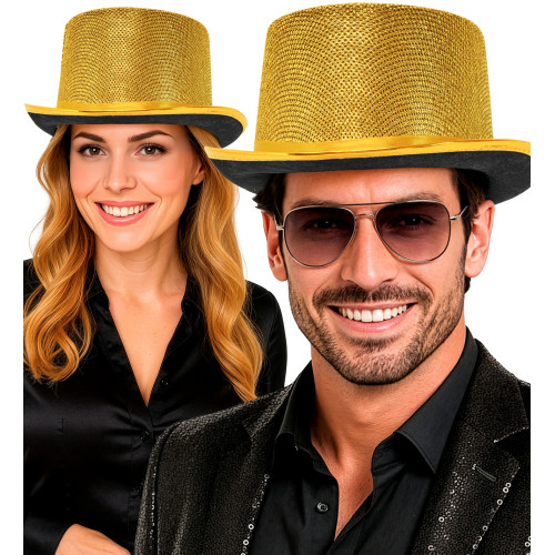 CHAPEAU  HAUT DE FORME DORE