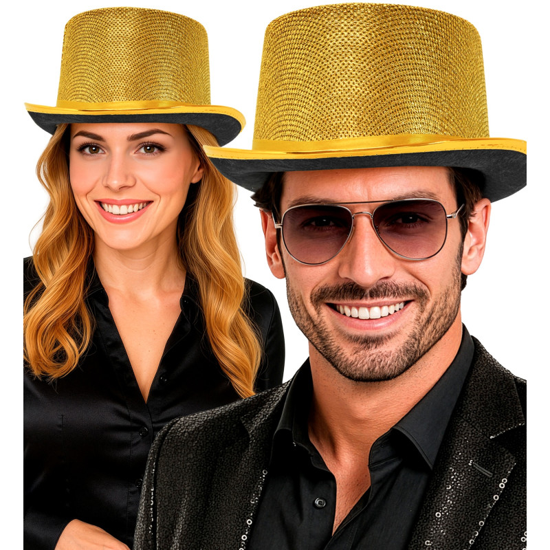 CHAPEAU  HAUT DE FORME DORE