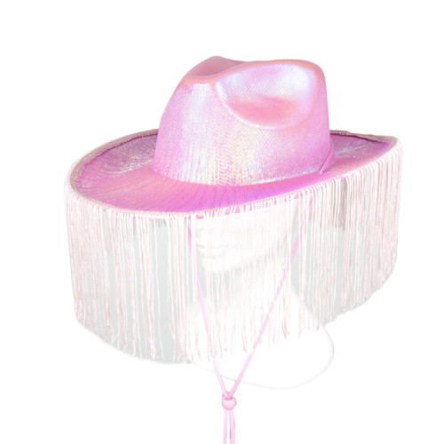 CHAPEAU DE COWBOY ROSE IRISE A FRANGES
