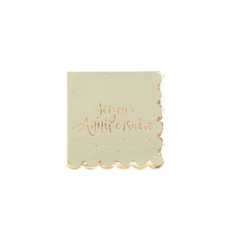 16 SERVIETTES JA JOLIS POIS VERT