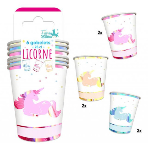GOBELETS X 6 LICORNE 25CL