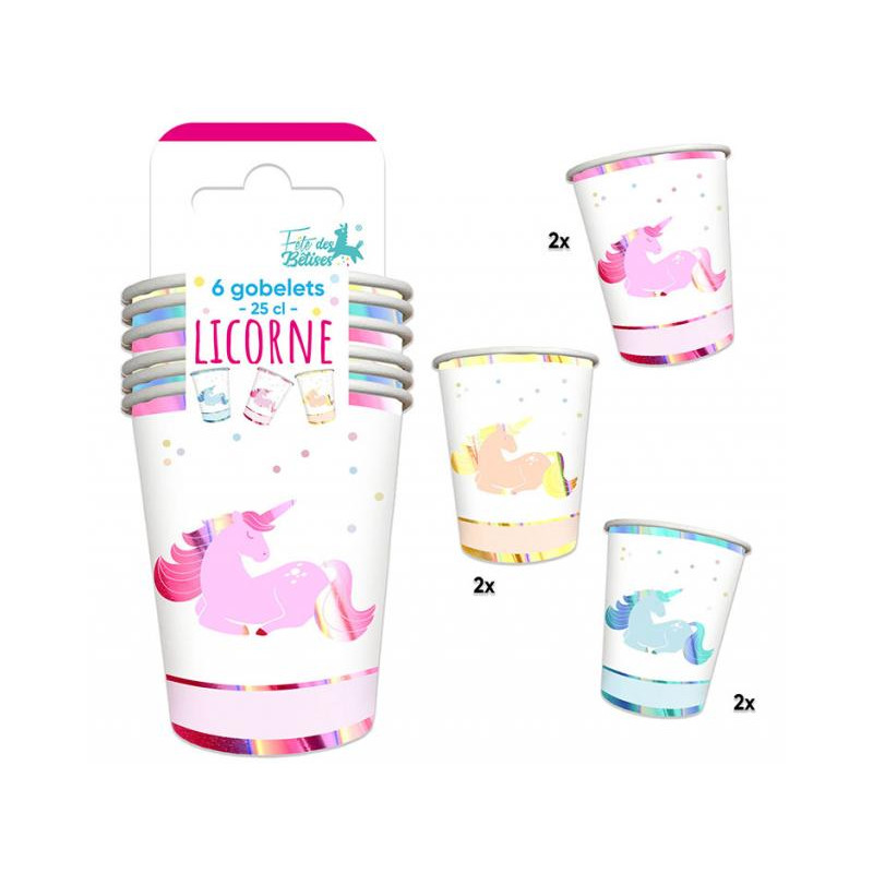 GOBELETS X 6 LICORNE 25CL