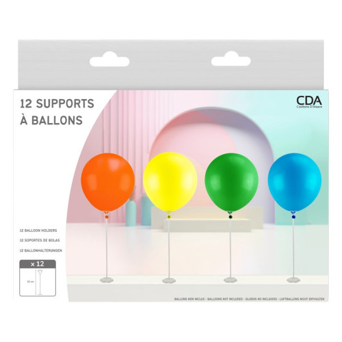 12 TIGES A BALLON SUR PIED 43CM