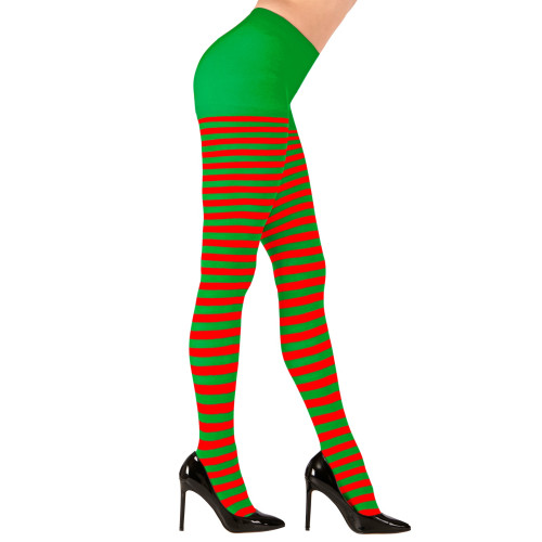 COLLANT RAYÉ ROUGE/VERT