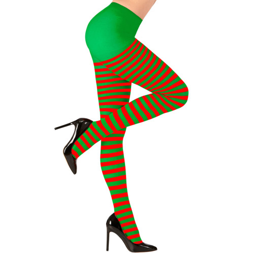 COLLANT RAYÉ ROUGE/VERT