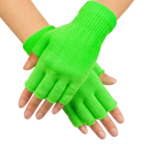 GANTS SANS DOIGTS VERT FLUO