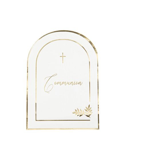 16 SERVIETTES COMMUNION BLC/OR