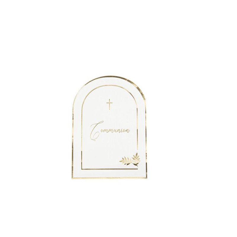 16 SERVIETTES COMMUNION BLC/OR
