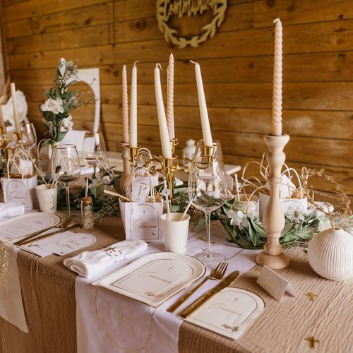 16 SERVIETTES COMMUNION BLC/OR