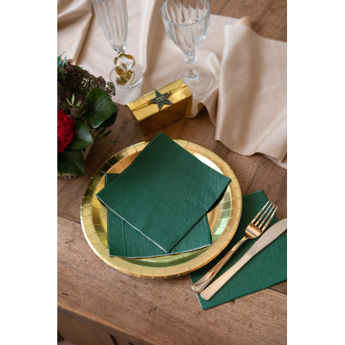 25 SERVIETTES 33X33 PLIS V.FONCE