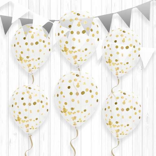 6 BALLONS CONFETTIS OR