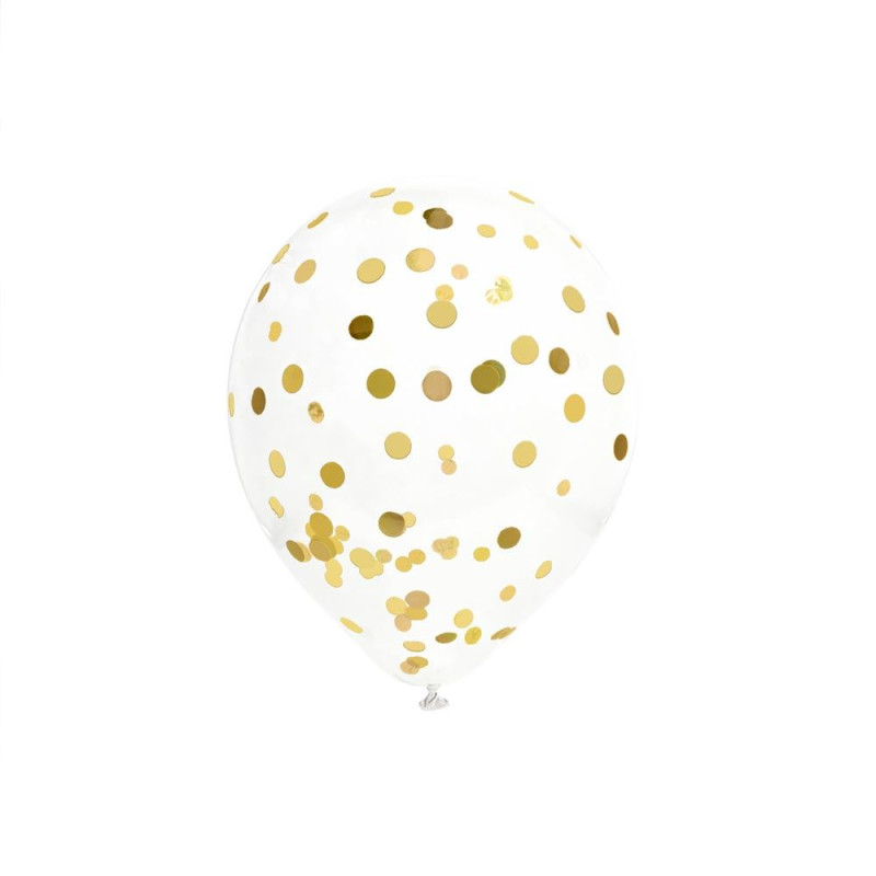 6 BALLONS CONFETTIS OR