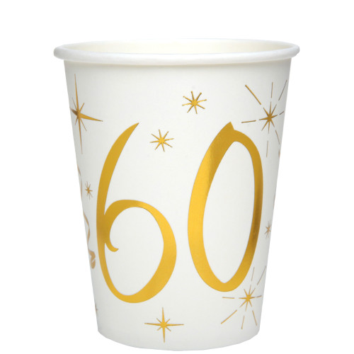 10 GOBELETS AGE 60 ANS OR/BLC