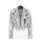 VESTE PAILLETTES FRANGES ARGENT L
