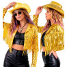 VESTE PAILLETTES FRANGES OR L