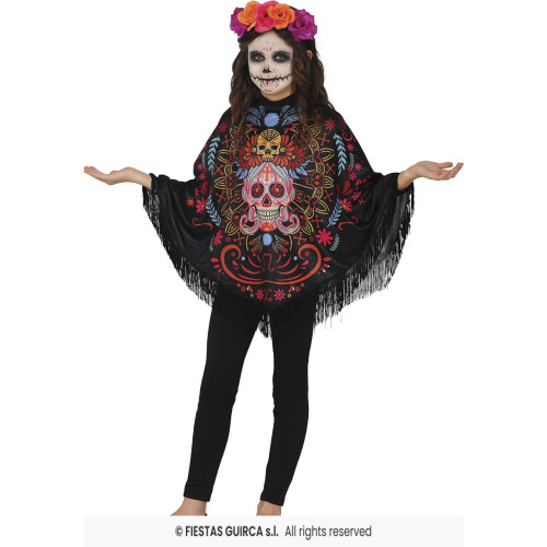PONCHO JOUR DES MORTS 7/9 ANS
