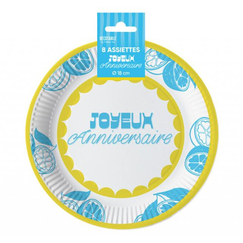 8 ASSIETTES ANNIV. LEMON 18CM