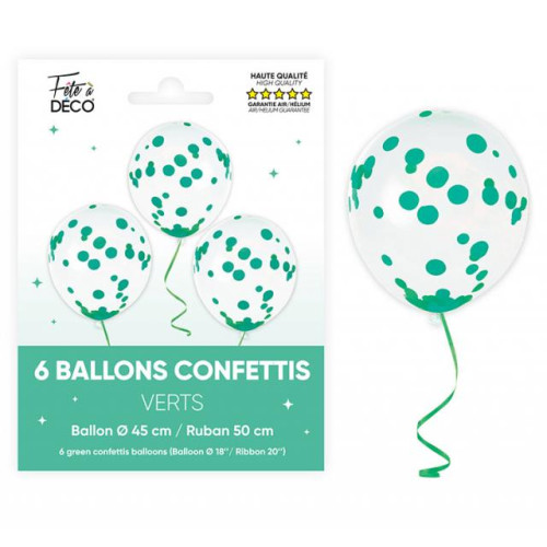 6 BALLONS CONFETTIS VERT