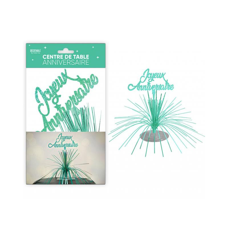 CENTRE DE TABLE ANNIVERSAIRE VERT