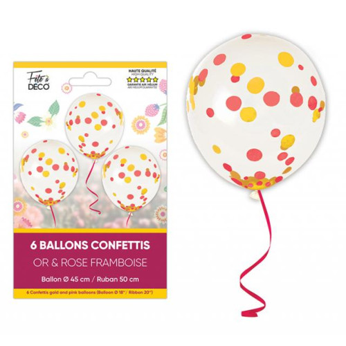 BALLONS CONFETTIS X 6 FLORAL