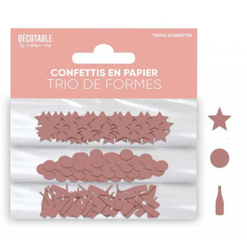 TRIO CONFETTIS PAPIER ROSE GOLD