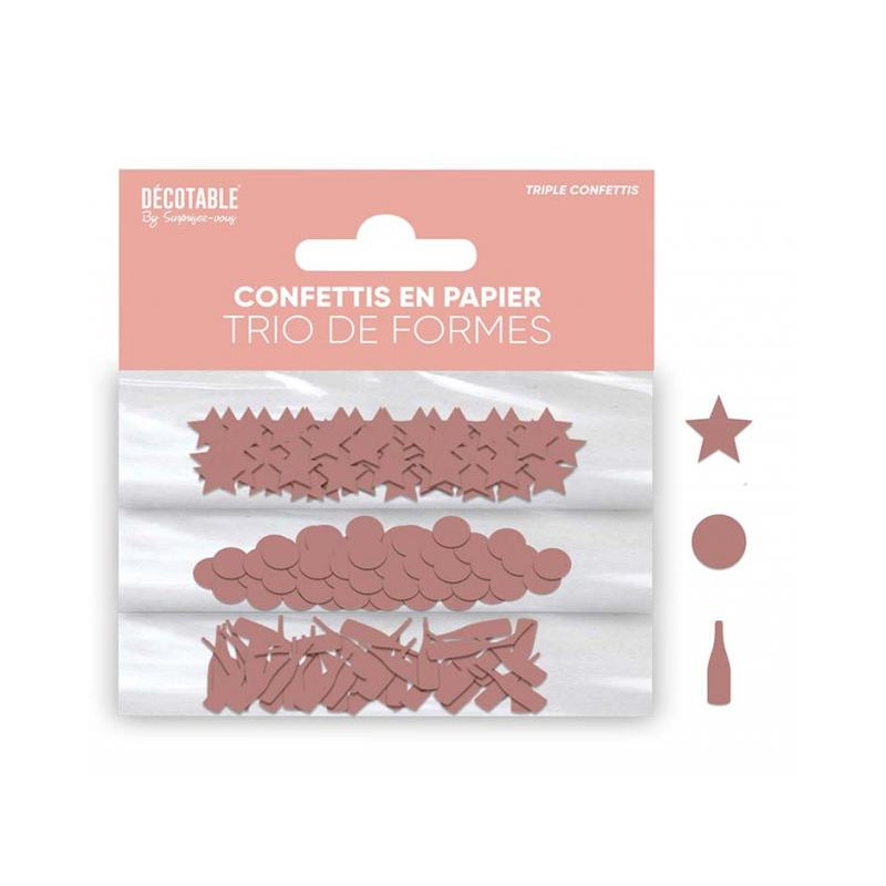 TRIO CONFETTIS PAPIER ROSE GOLD