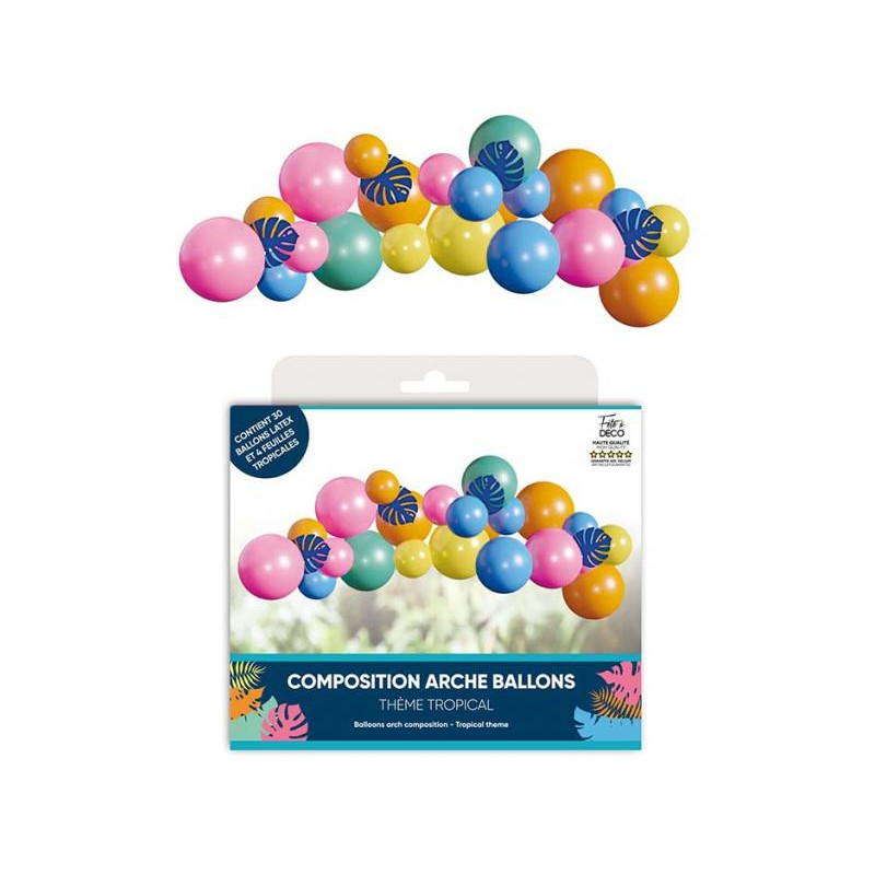 COMPO ARCHE 30 BALLONS TROPICAL