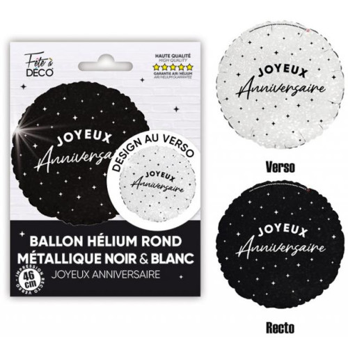 BALLON HELIUM J.A NOIR BLANC