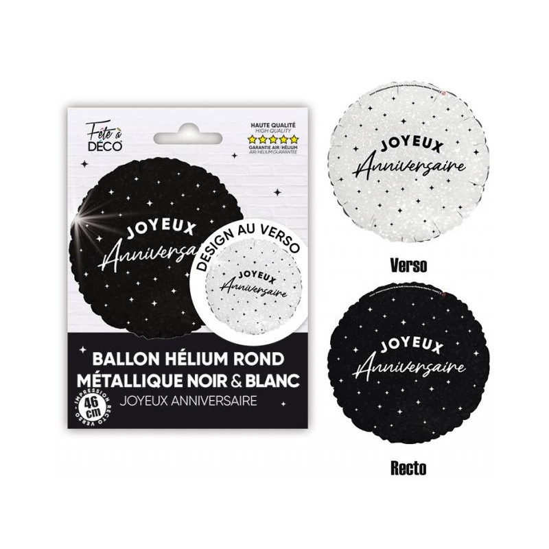 BALLON HELIUM J.A NOIR BLANC